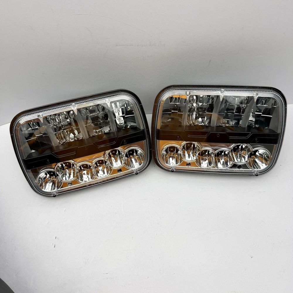 LED Headlight Assemblies Pair 4508 Chrome Reflector 12V 24V DOT SAE Tested